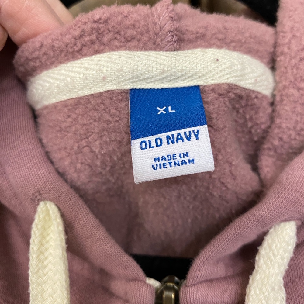 Old Navy Logo Mauve Zip Hoodie with Cream Accents - Picture 3 of 4
